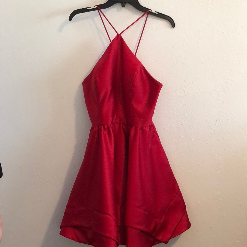 Red halter dress